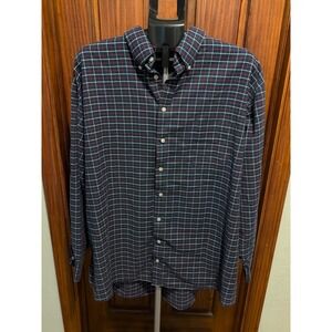 Stafford Travel Wrinkle Free Oxford Shirt Mens Big 18.5 36-37 Blue Long Sleeve